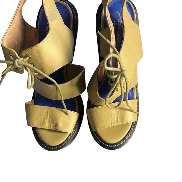 Jeffrey Campbell x Free People Butter Yellow Leather Boho Tie Platform Heels 8 - Picture 6 of 15